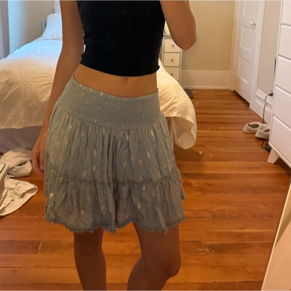 Blue and Gold Women's Skirt Surf Gypsy (size small)